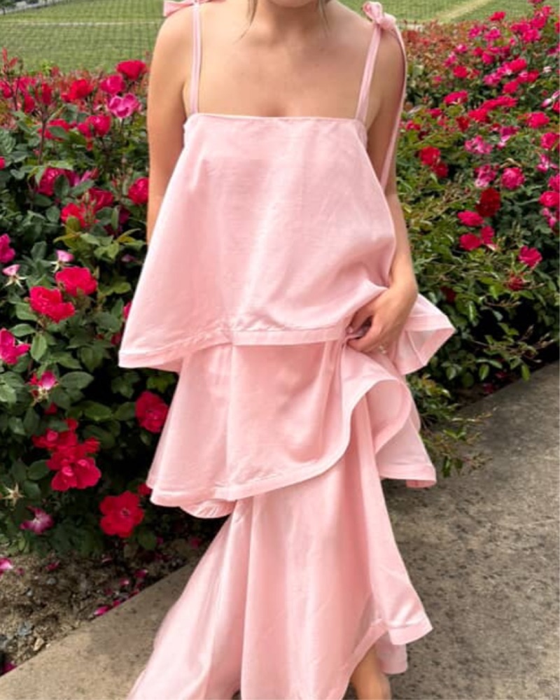 Elliatt Noemi Tiered Voile Maxi Dress by Elliatt - Pickle