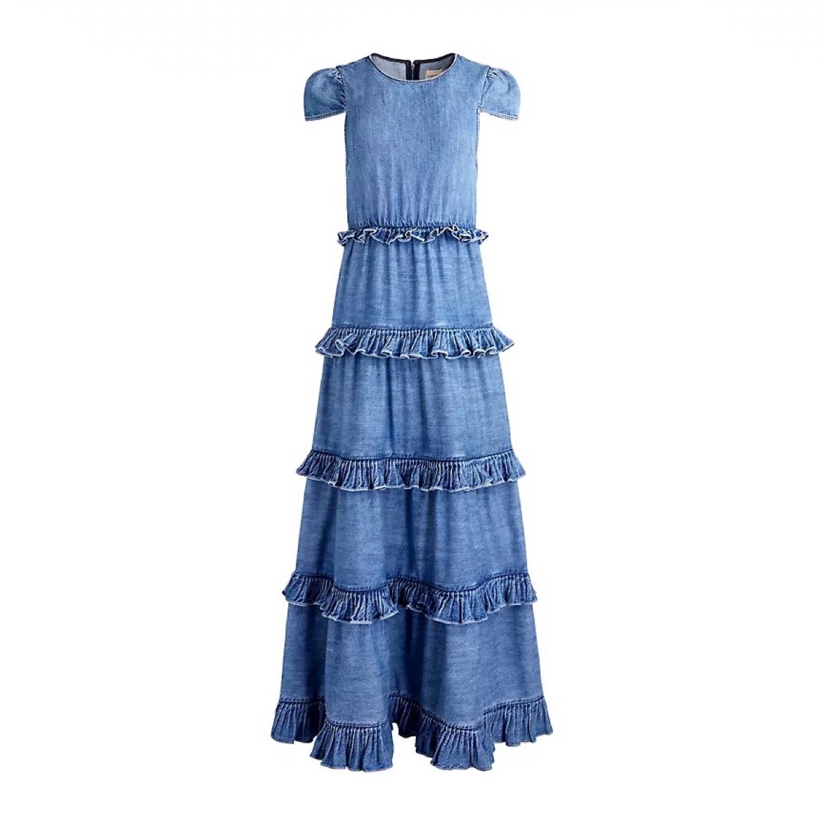 alice and olivia blue ruffle dress ALLISON CREPE CAPE SLEEVE MAXI DRESS | CULT MIA