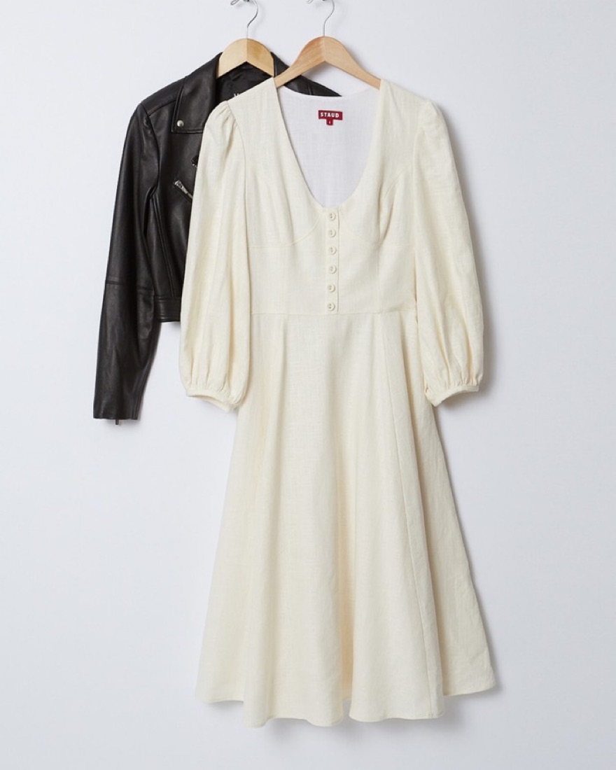 knee length dresses for ladies Staud White Wells Dress