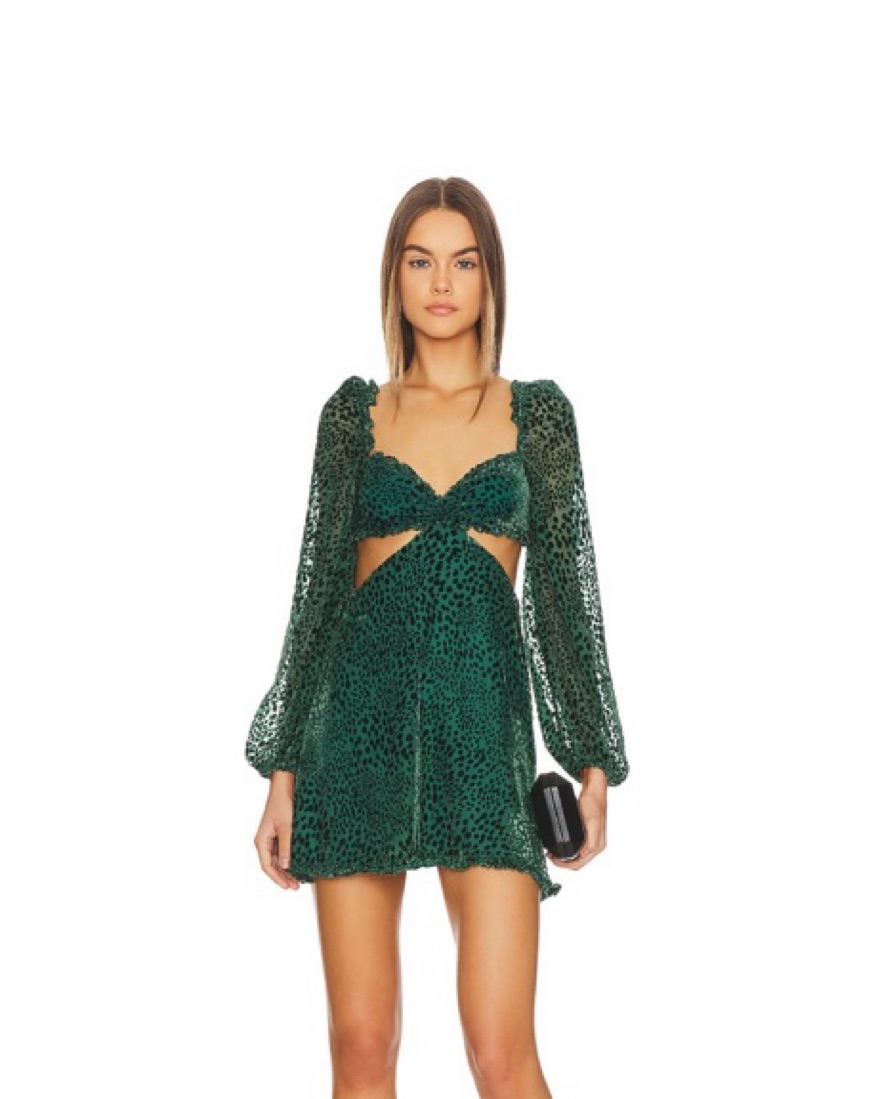 cut out mini dress in green MARE LINEN SHORT SLEEVE CUT OUT MINI DRESS main image 1