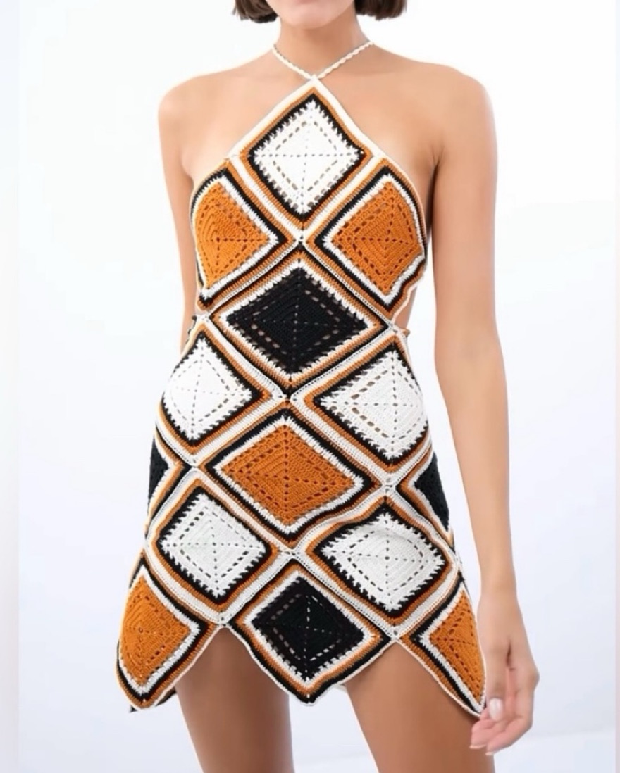 slim fit dress slacks Coastal Crochet Mini Dress Shell
