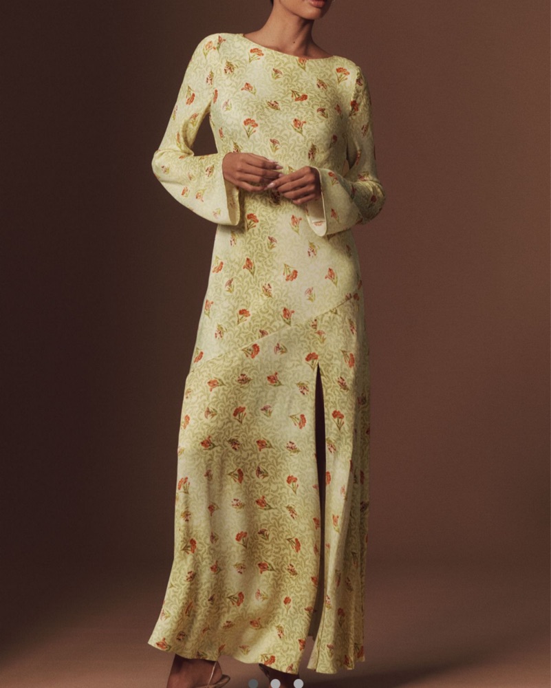 BHLDN Dani Longsleeve Open-back Dress by BHLDN - Pickle
