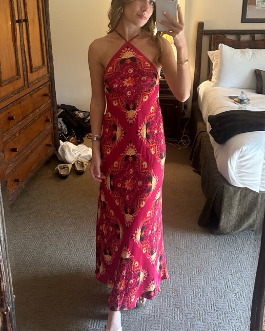 Farm Rio Printed Halterneck Maxi Dress by Farm Rio - Pickle