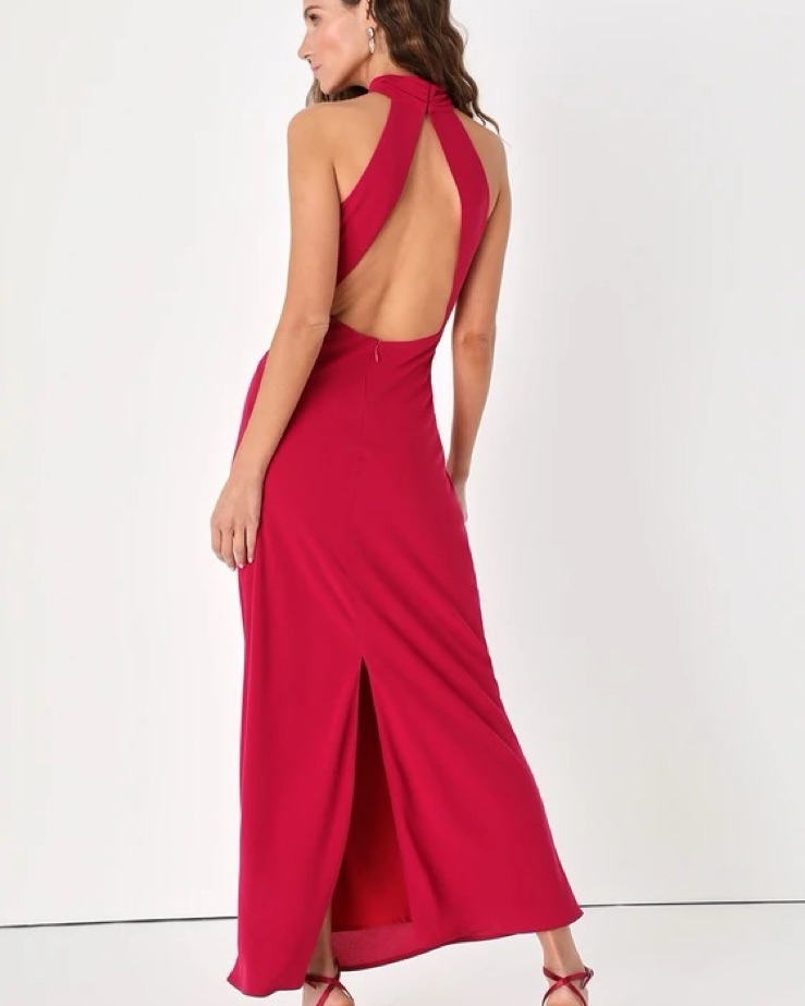 Lulus Magenta Backless Halter Neck Dress by Lulus - Pickle