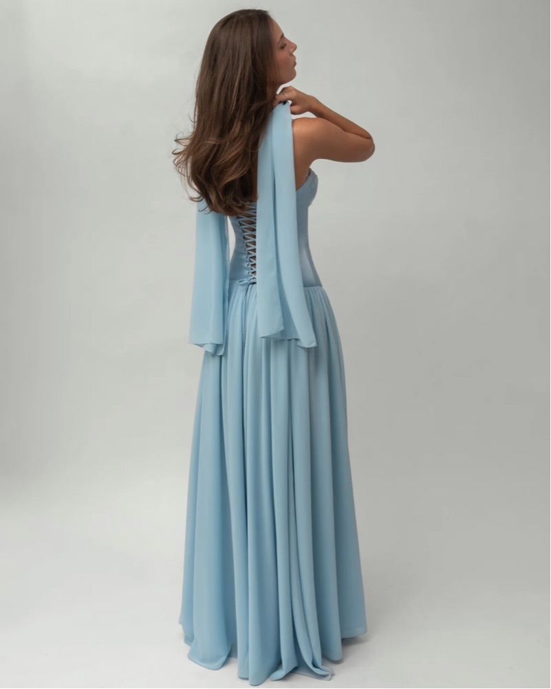 sachin and babi light blue dress FELICIE DROP WAIST CORSET MINI DRESS