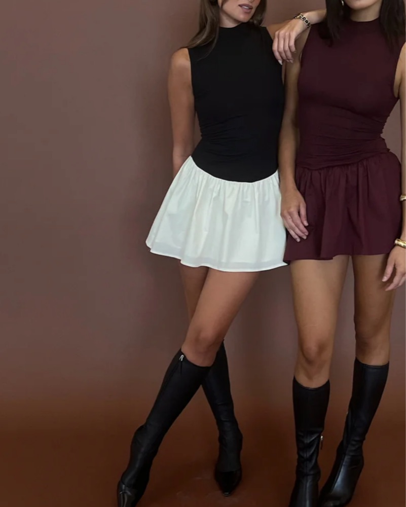 Mock Neck Drop Waist Mini Dress - xs by WeWoreWhat - Pickle