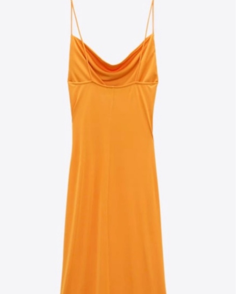 knee length dresses for ladies Zara Orange Midi Dress Size Medium 12 With Tags – Follow The Clothes main image 0