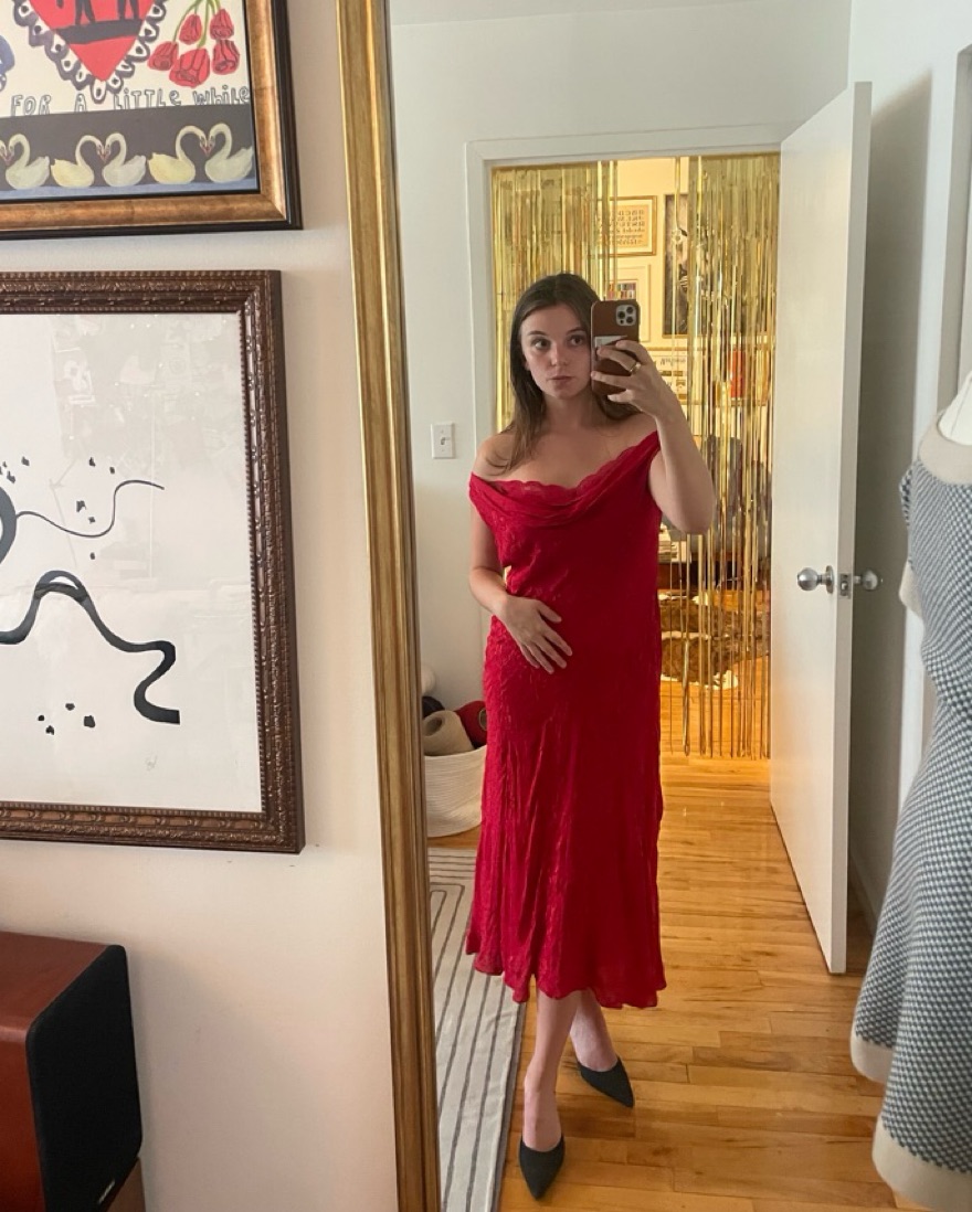 Vintage Beaded Red Slip Dress - Image 2