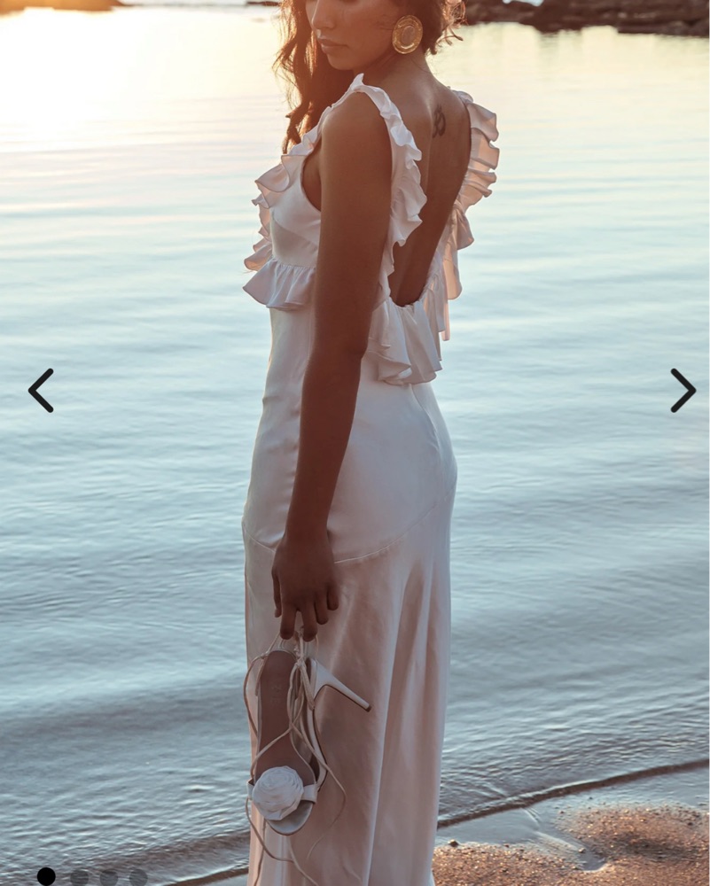 chinese dress ladies Enchanted Leaf Shirred Bodice Maxi Dress White