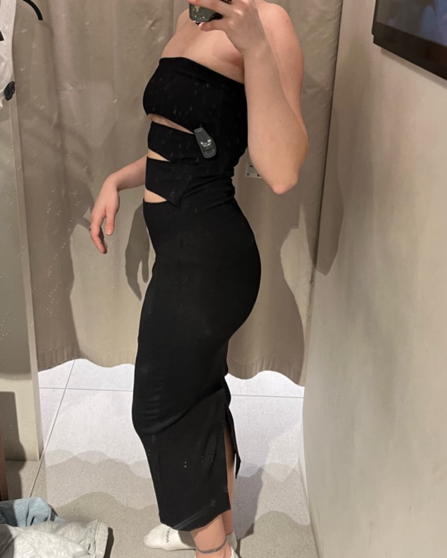 black bodycon cutout midi long dress  - Image 4