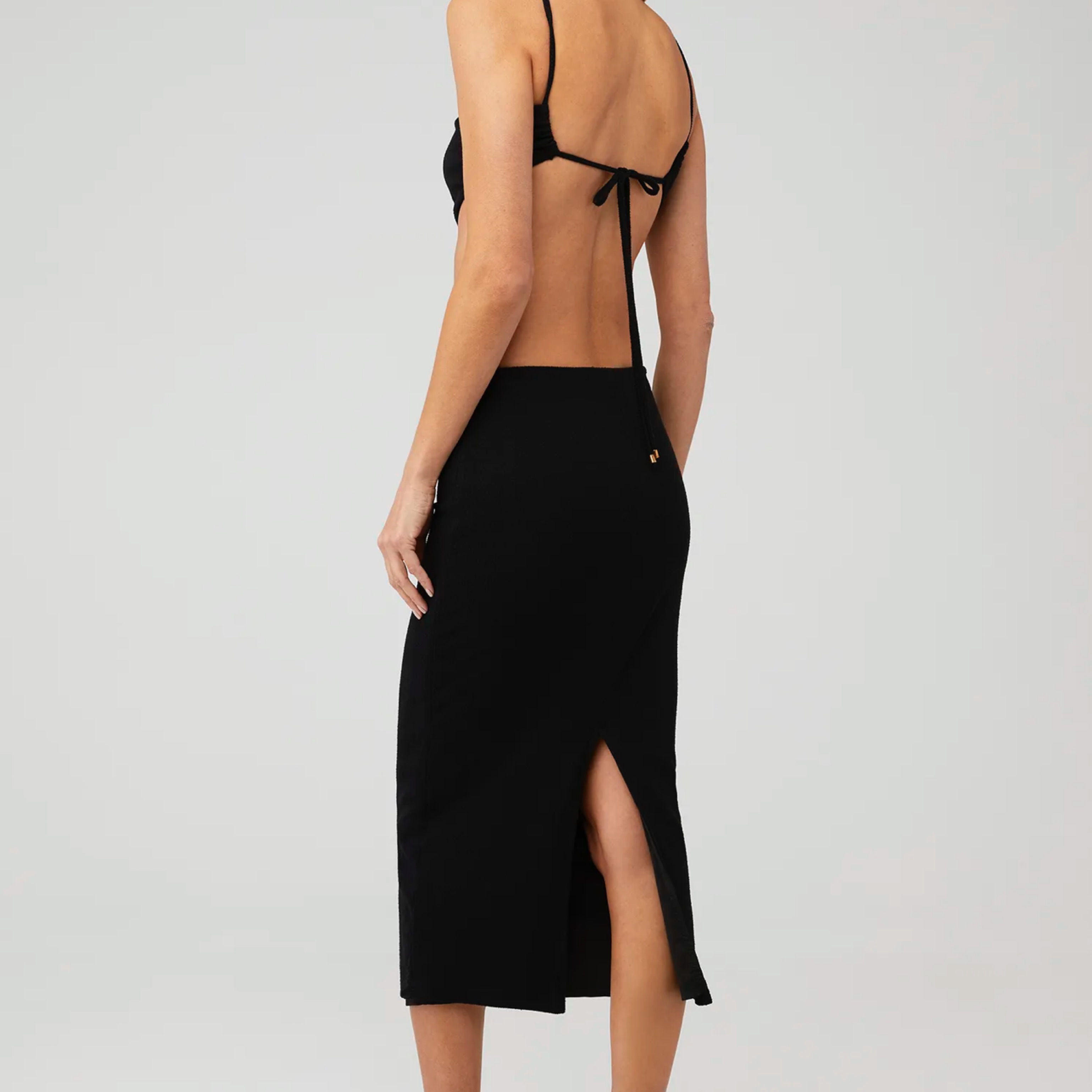 Black Cut Out Midi Dress - Image 4