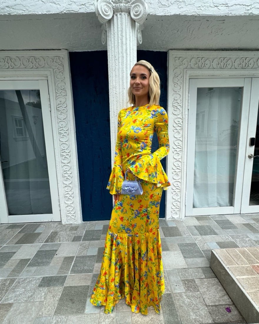 Yellow Printed gown by Caroline Constas - Pickle