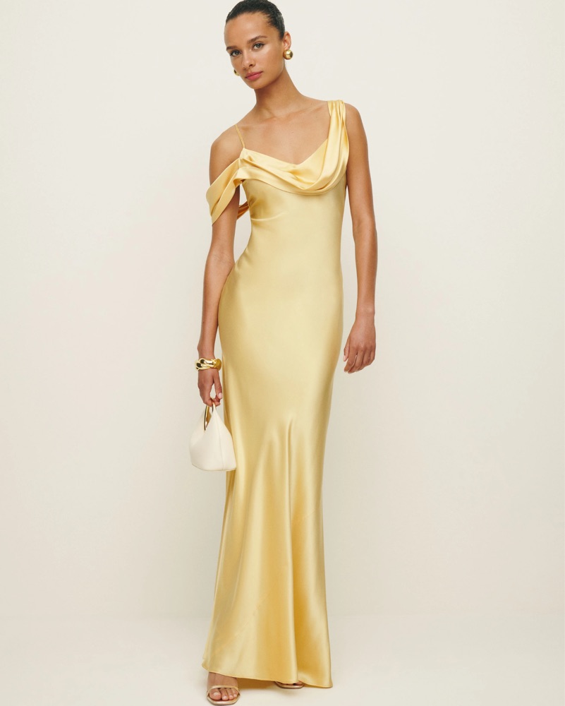 Reformation Ronda Silk Dress by Reformation - Pickle