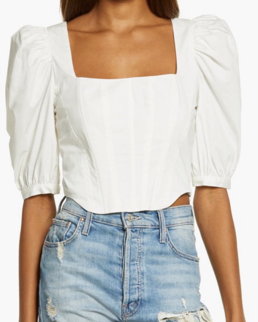 Puff Sleeve White Corset Top - Image 1