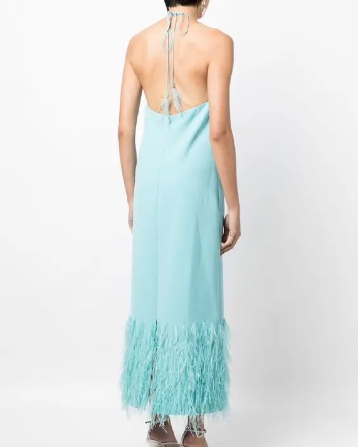 sachin and babi light blue dress ZARA MULTICOLOUR GEOMETRIC FEATHER PRINT MINI HALTER DRESS WITH A TIE SIZE  S NEW main image 0