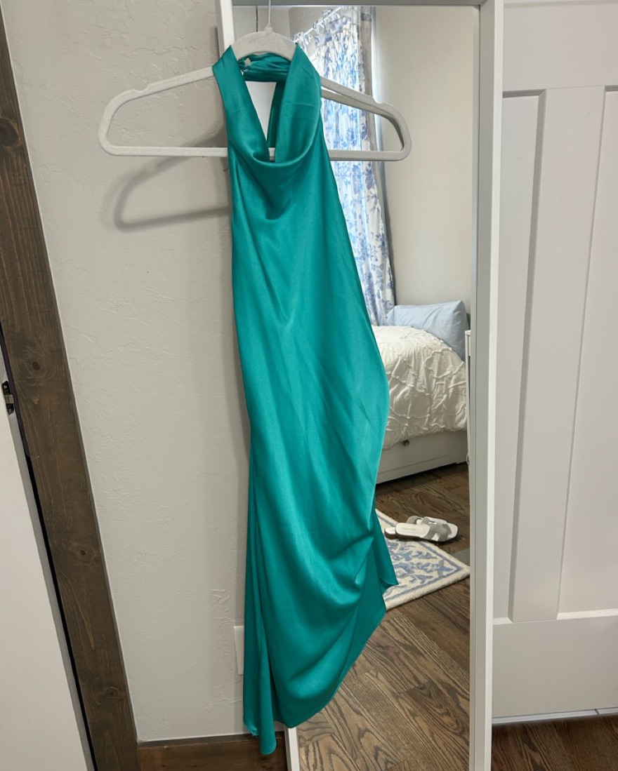 Teal Asymmetric Satin Midi Dress by DO+BE - Pickle