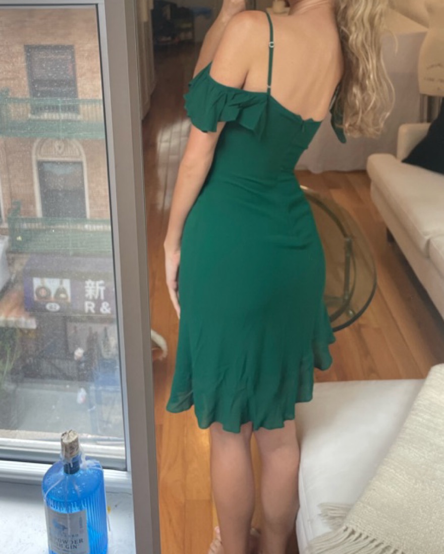 REFORMATION Green Ruffle Dress - Image 4