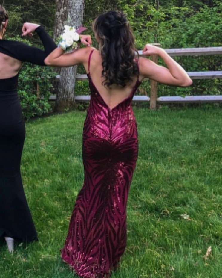 Magenta Sequin-Detail Formal Dress - Image 4