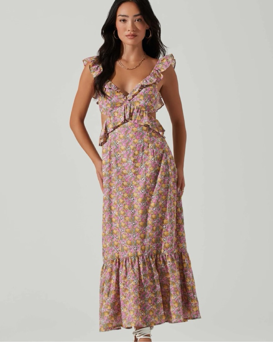 ASTR Olivette Floral Ruffle midi dress by Astr The Label - Pickle