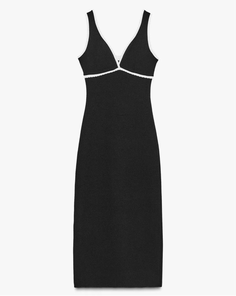 knee length dresses for ladies ZARA Champagne Beige / Black Polka Dot Wrap Midi Dress UK XS – Reliked main image 1
