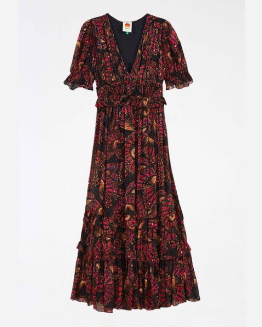chinese dress ladies Pink Banana Leaves Maxi Dress main image 0
