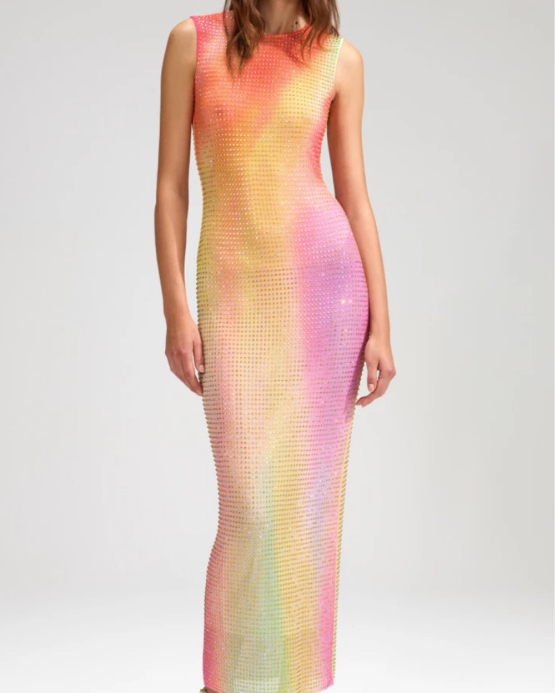 Self portrait Midi Crystal Rainbow Dress by Self Portrait - Pickle