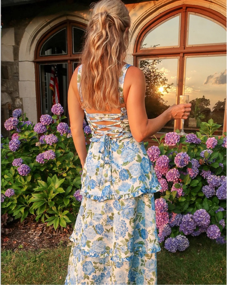 knee length dresses for ladies Lady Corset Dress, in Garden Romantic, Size: 3X | Show Me Your Mumu main image 1