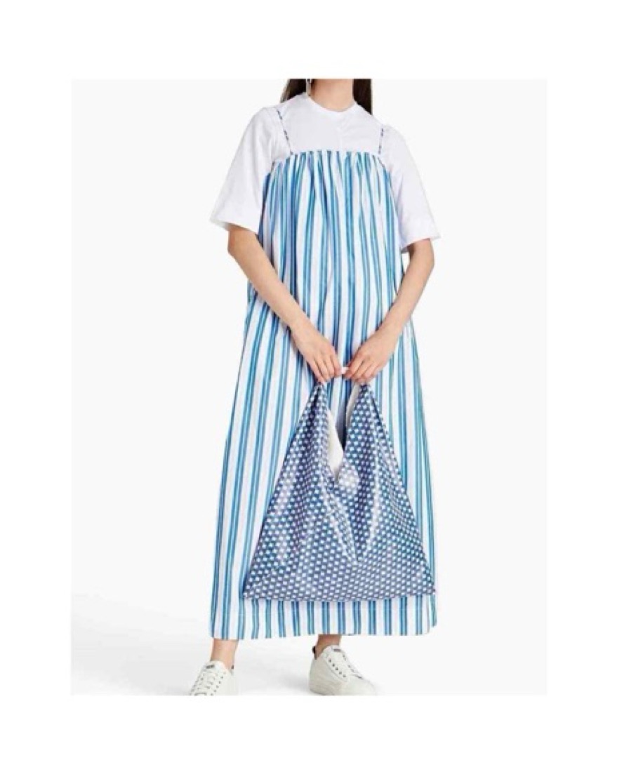 slim fit dress slacks Silk Dress in Green Stripe – Rhubarb Designs main image 1