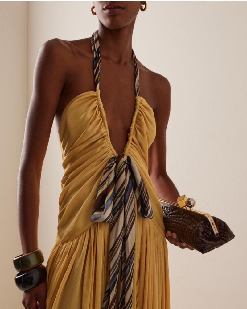 SIEDRES Liessa Plunge Maxi Dress Yellow by Siedres - Pickle