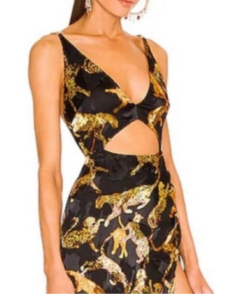 DUNDAS X REVOLVE Gown Animal Print Celes by Dundas X Revolve - Pickle
