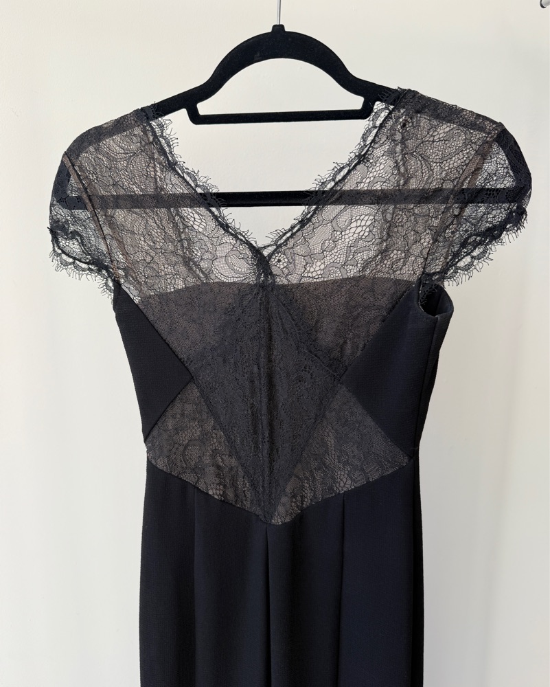 BCBG Black Dress W/ Lace Sleeves & Back by BCBG Maxaria - Pickle