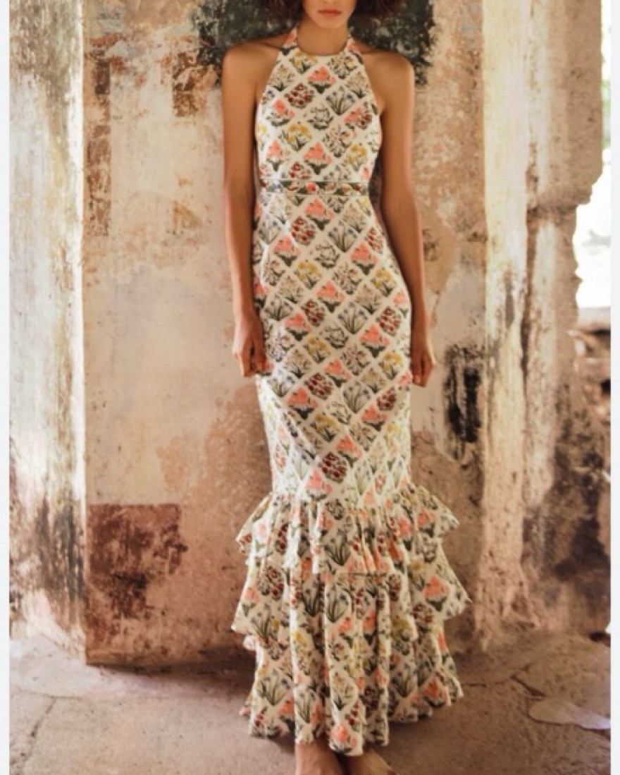 Agua By Agua Bendita Linen Halter Maxi by Agua by Agua Bendita - Pickle