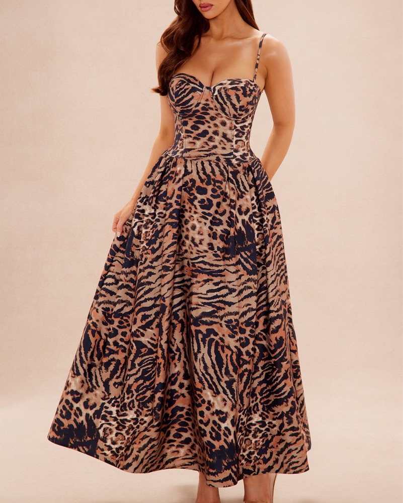 fitted lace wedding dress Midnight Safari Leopard Maxi Dress – Valeria'S Boutique main image 1