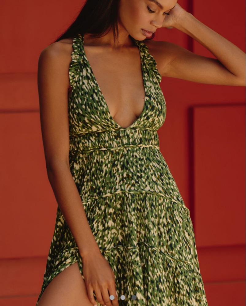 strapless open back dress Mila Jacquard Plunge Midi Dress main image 1