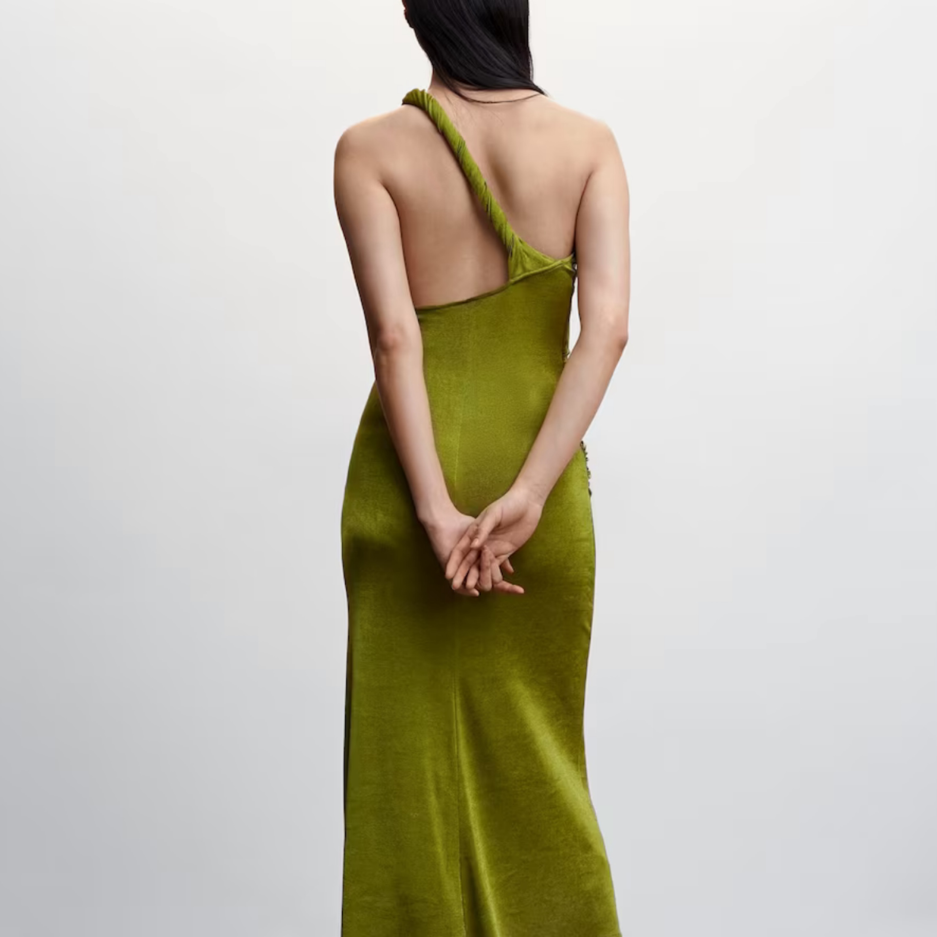 One Shoulder Green Dress - Image 2