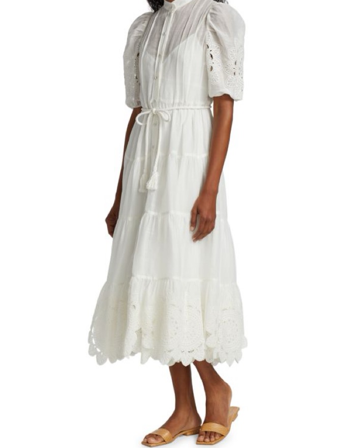 chinese dress ladies Zimmermann Coco Lace Midi Dress in White  MAYFEYR