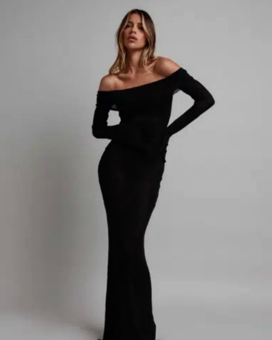 Meshki Off the Shoulder Mesh Maxi Dress by Meshki - Pickle
