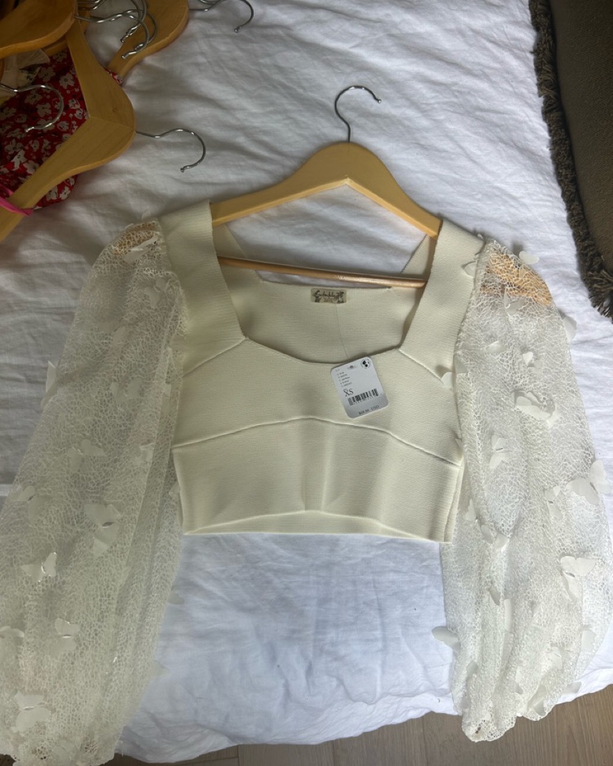 White Free People Butterfly Crop Top - Image 1