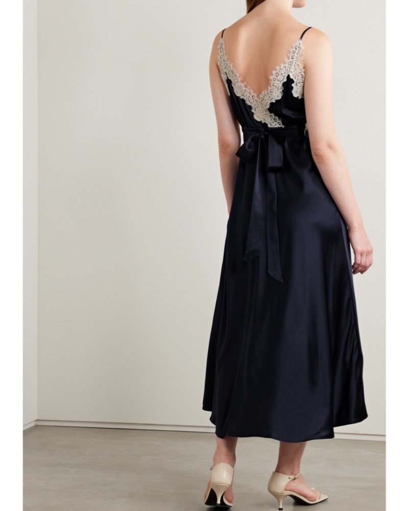 chinese dress ladies Romantic Lace Trim Midi Slip Dress | Chic & Feminine main image 1
