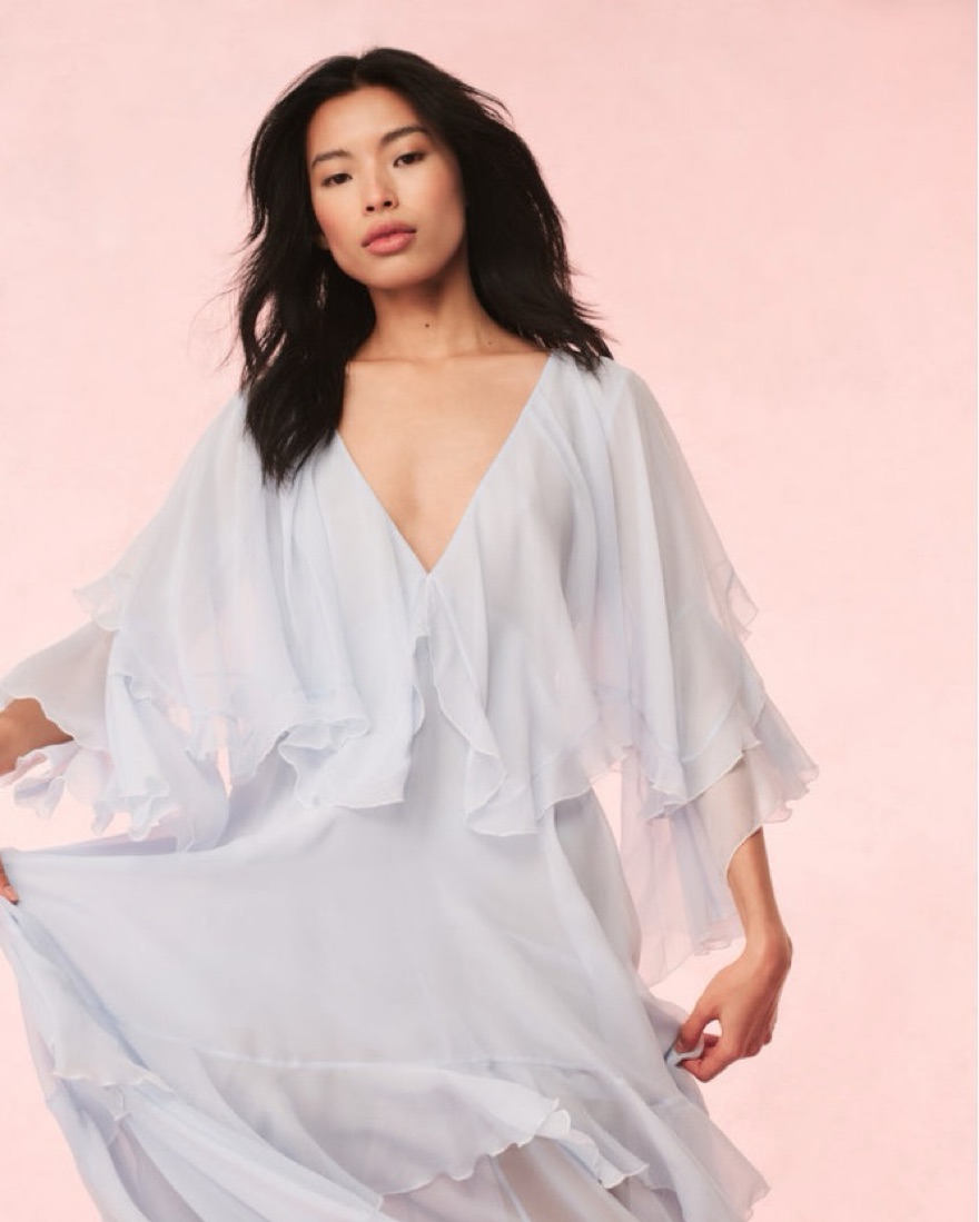 sachin and babi light blue dress Taylor Women's Pleated-Bodice Tiered Chiffon Gown