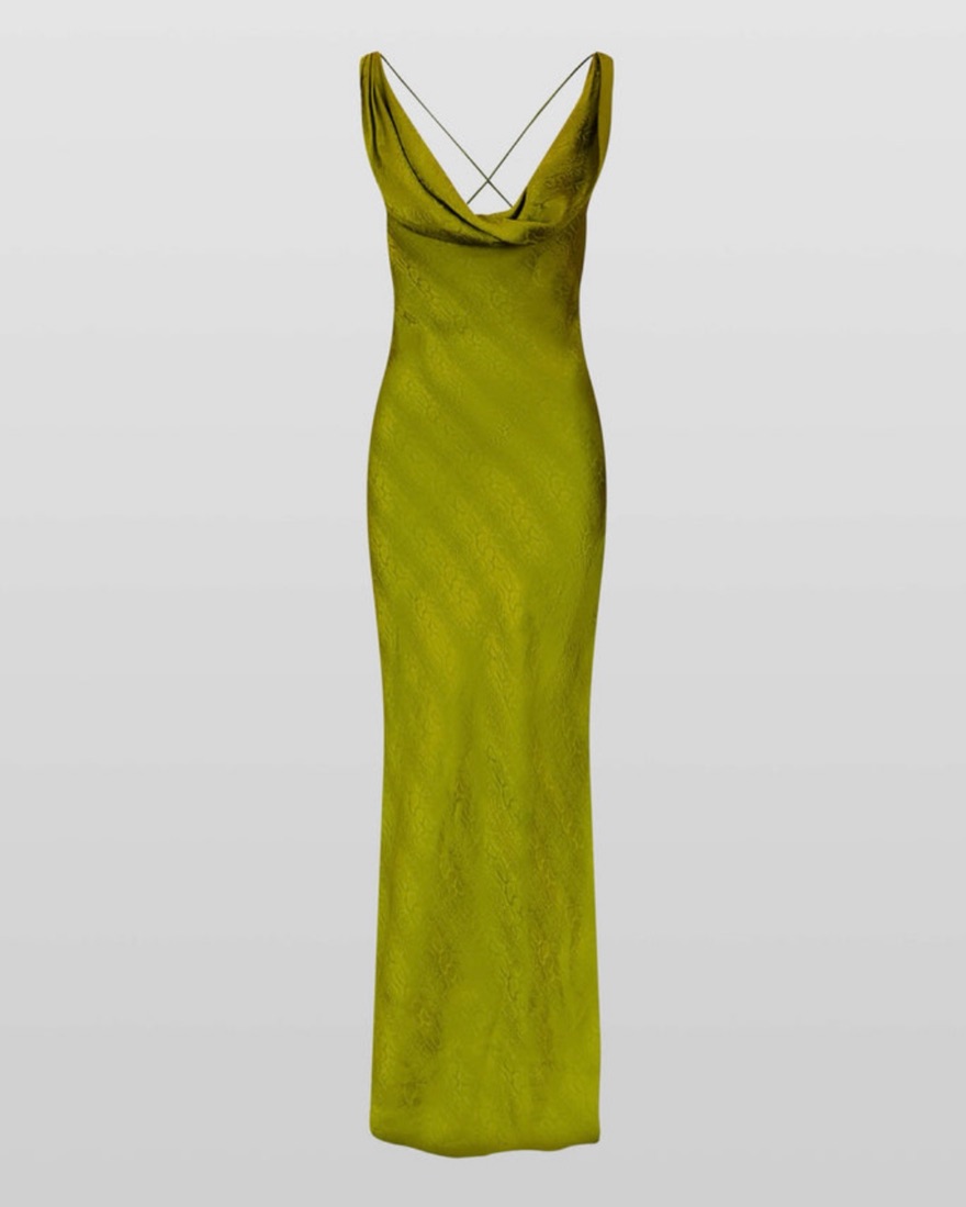 Navarra Dress Lime Rat And Boa - Image 3