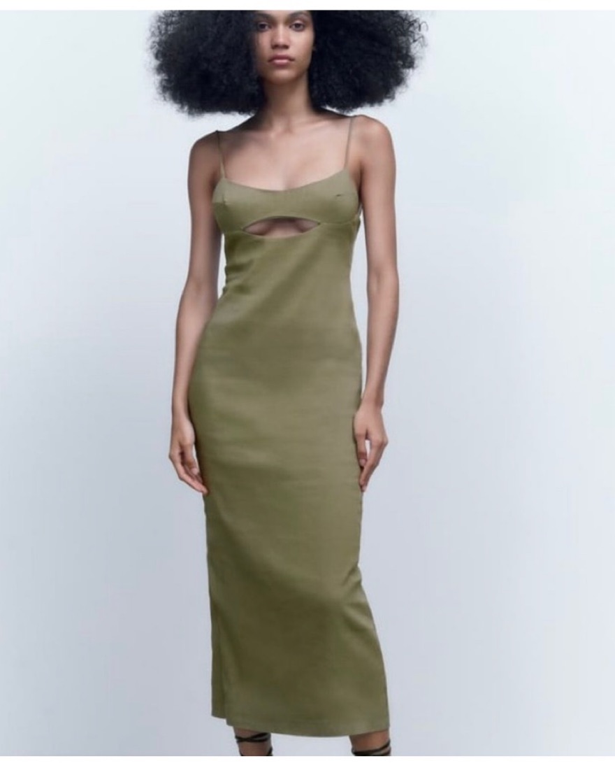 Army Green Midi Dress by Zara - Pickle