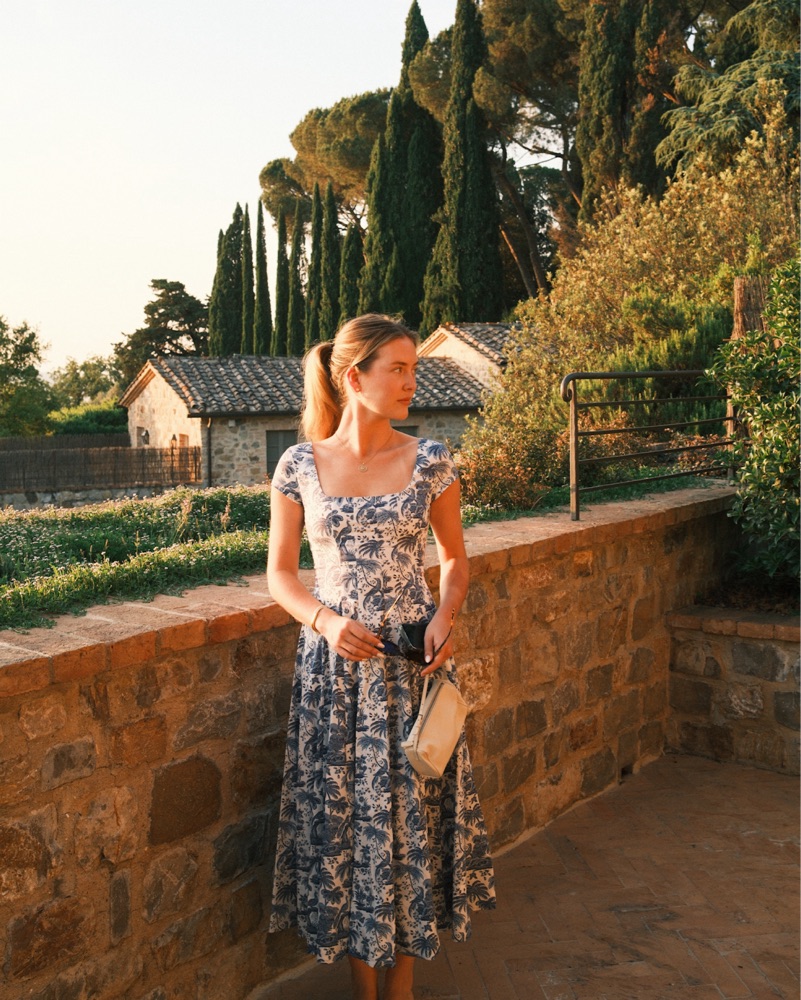green emerald velvet dress Staud Wells Dress Blue Toile 8 main image 0
