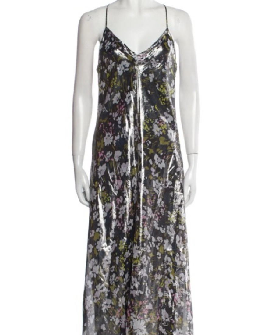 GANNI printed Metallic Floral silk dress by Ganni - Pickle