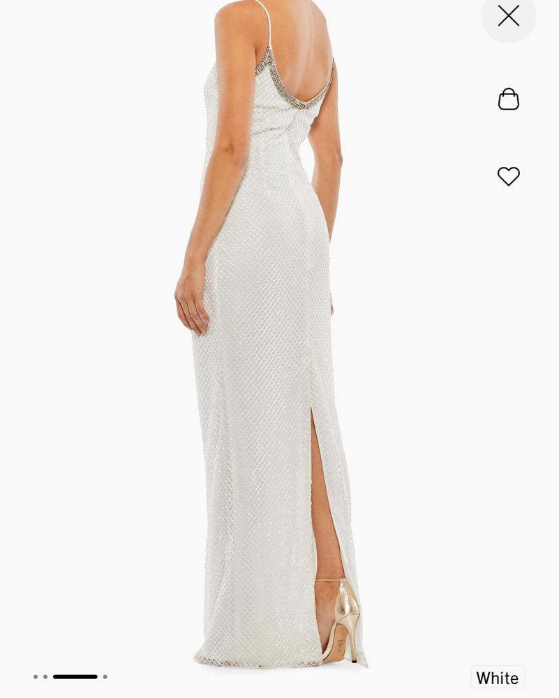 mac duggal white beaded dress LaDivine CR879 Beaded Long Formal Fitted Evening Gown