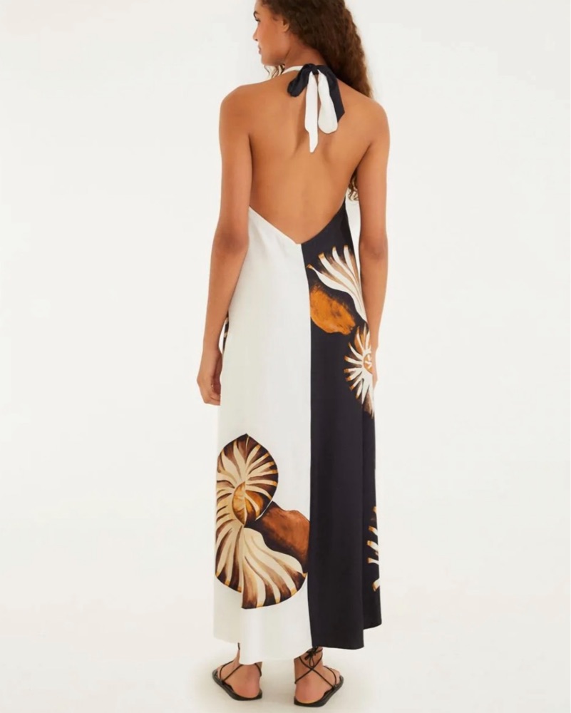 knee length dresses for ladies Off-White Blue Yard Sleeveless Maxi Dress – FARM Rio