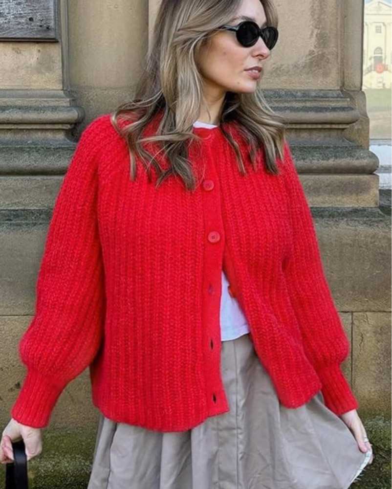 Red Knit Cardigan by Brand Unknown - Pickle