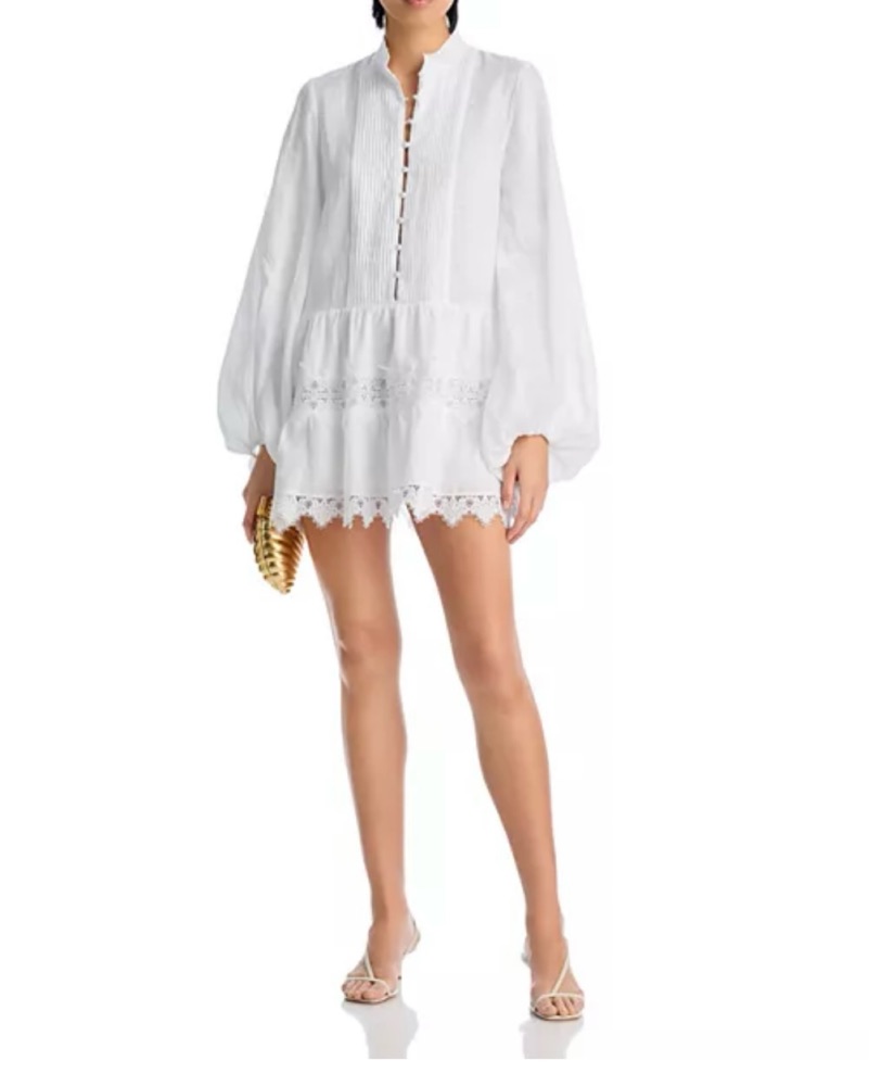 Bardot Antonia Lace Trim Mini Dress by Bardot - Pickle
