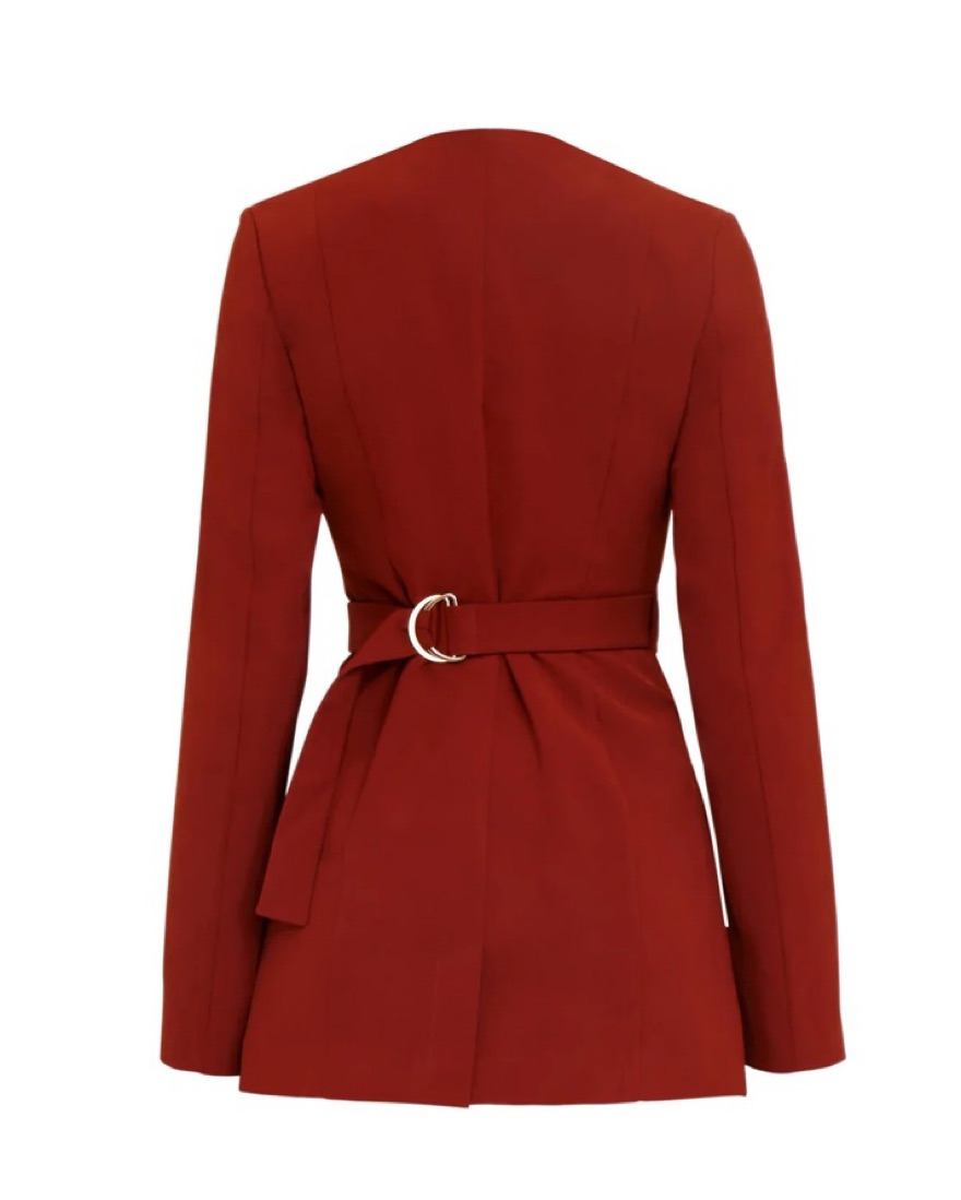 Blazer EMRECO Rosso Manica Arricciata &ndash; Giacca In Lino Donna &ndash; Taglia 16 &ndash; Nuovo Con Etichette