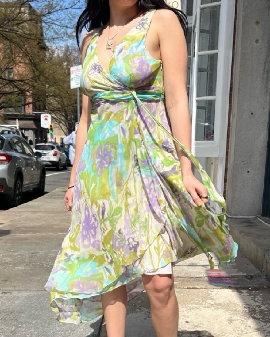 Vintage Silk Floral Midi Dress  - Image 2